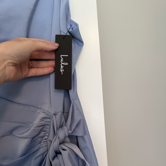 Lulus “Meant to Be Together Light Blue Satin One-Shoulder Mini Dress” NWT - Picture 5 of 6